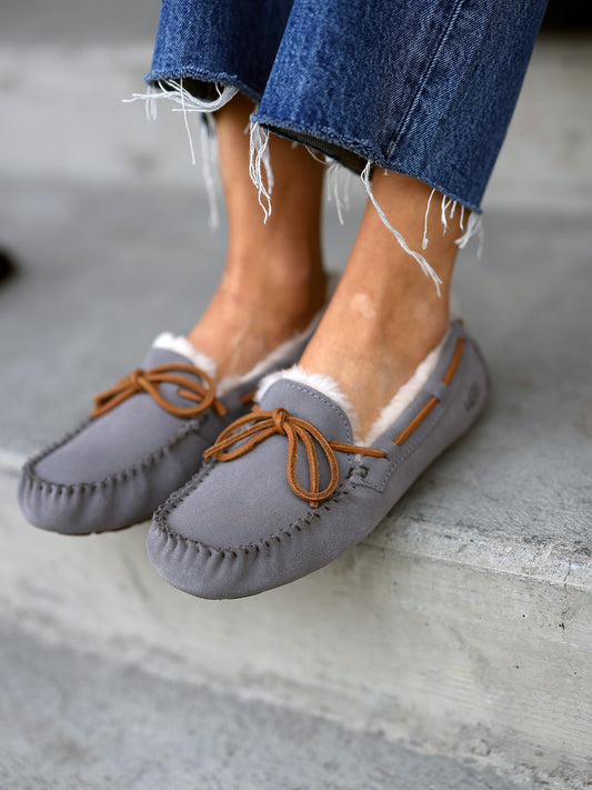 Dakota Fur Moccasins - Pewter
