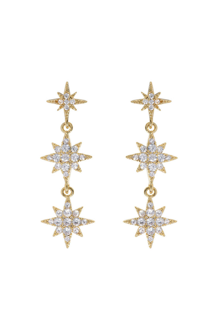 Aurora - Dangling Crystal Star Stud Earrings