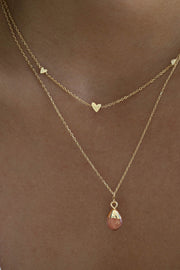 Three Small Hearts Necklace - Gold