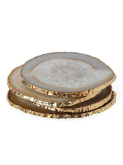 Boxed Agate Coasters - Natural/Gold