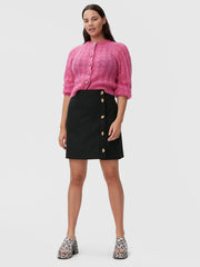 Summer Suiting Button Closure Mini Skirt