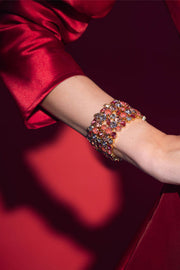 Multi Cuff Bracelet - Mulberry Red Combo