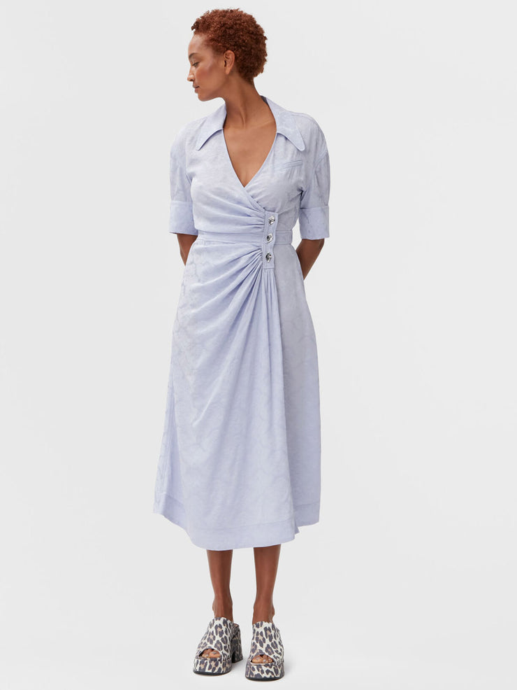 Viscose Jacquard Wrap Dress - Cosmic Sky