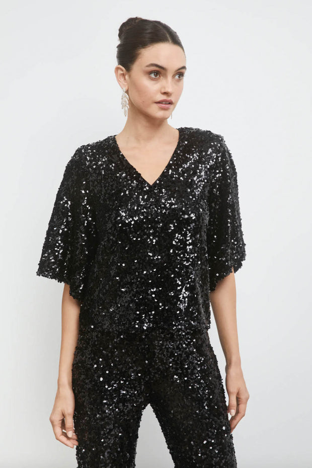 Tony Sequin Top - Black