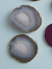 Boxed Agate Coasters - Natural/Gold