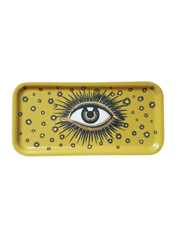 Eye Wooden Tray Yellow 27,5 x 13,5