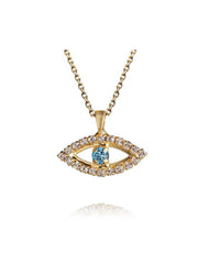 Greek Eye Necklace - Crystal Aquamarine