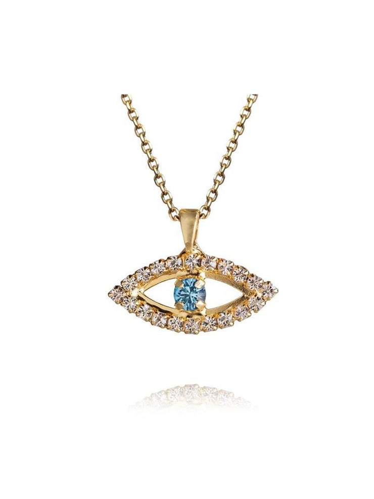 Greek Eye Necklace - Crystal Aquamarine