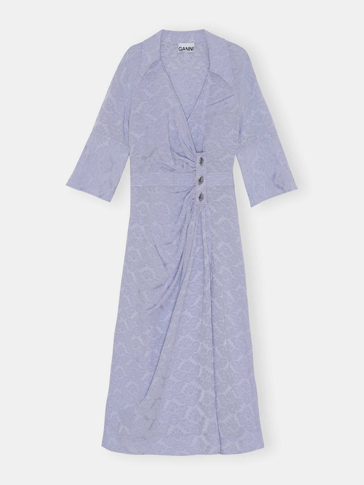 Viscose Jacquard Wrap Dress - Cosmic Sky