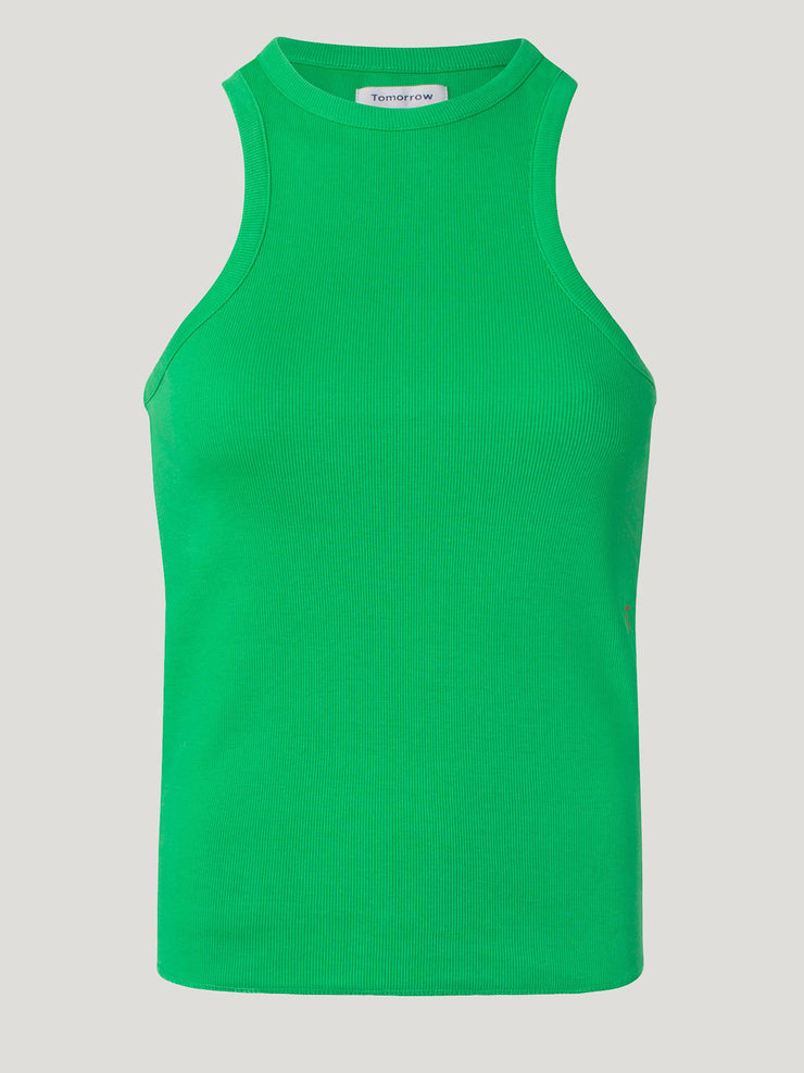 Clear Ribbed Tank - Earth Green
