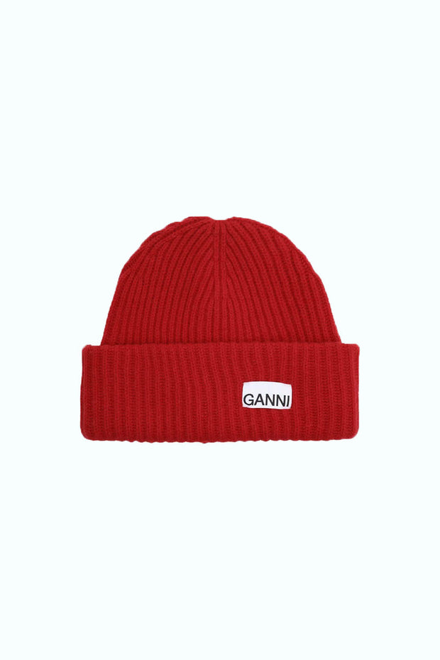 Structured Rib Beanie - Racing Red