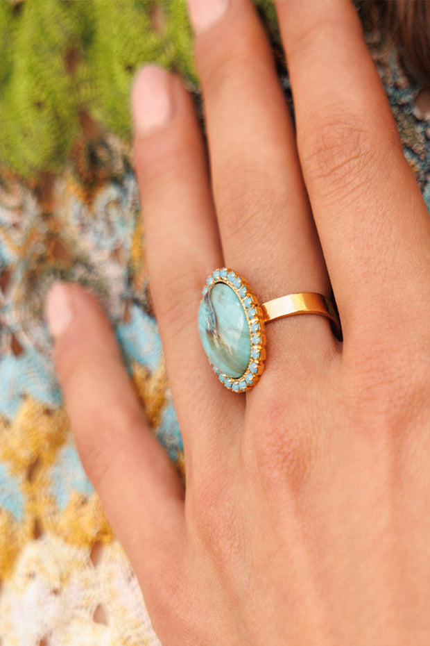 Boho Turquoise Ring - Turquoise matt