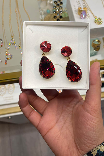 Perfect Drop Earrings - Mulberry Red