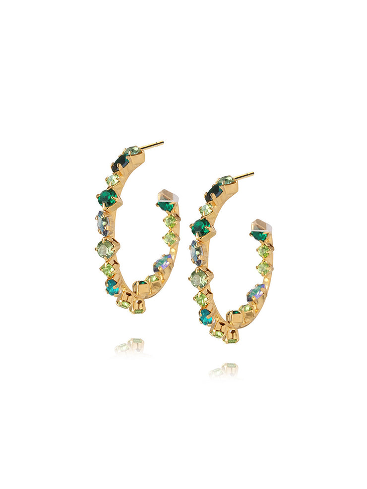 Antonia Loop Earrings Gold - Green Combo