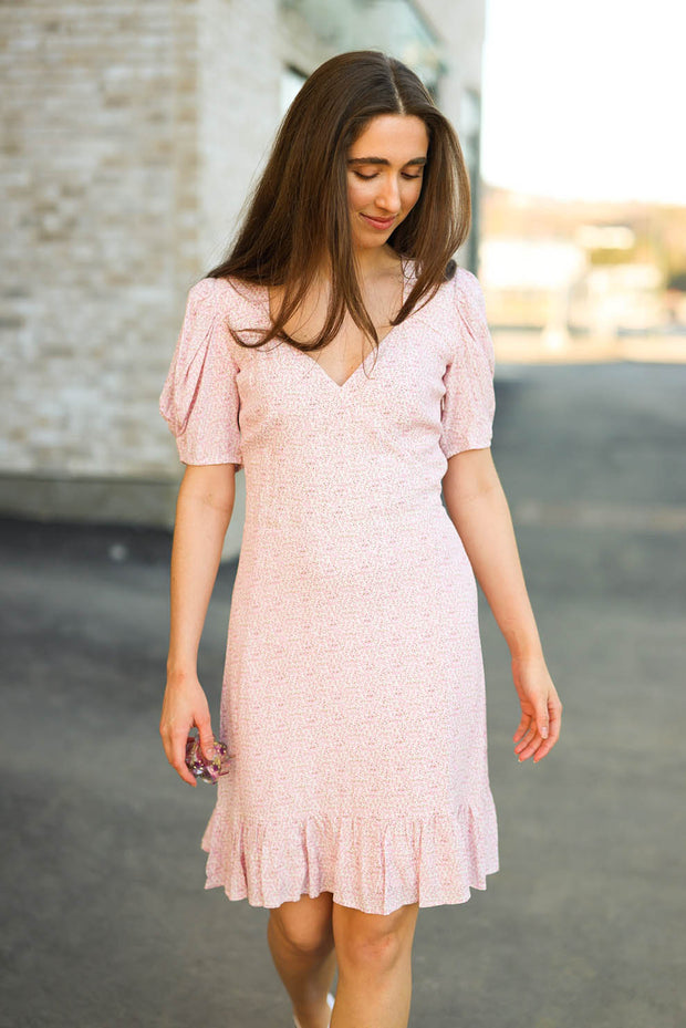 Sienna Short Dress - Pink Flower