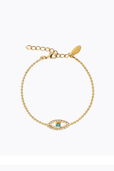 Greek Eye Ankle Chain - Crystal/Aquamarine