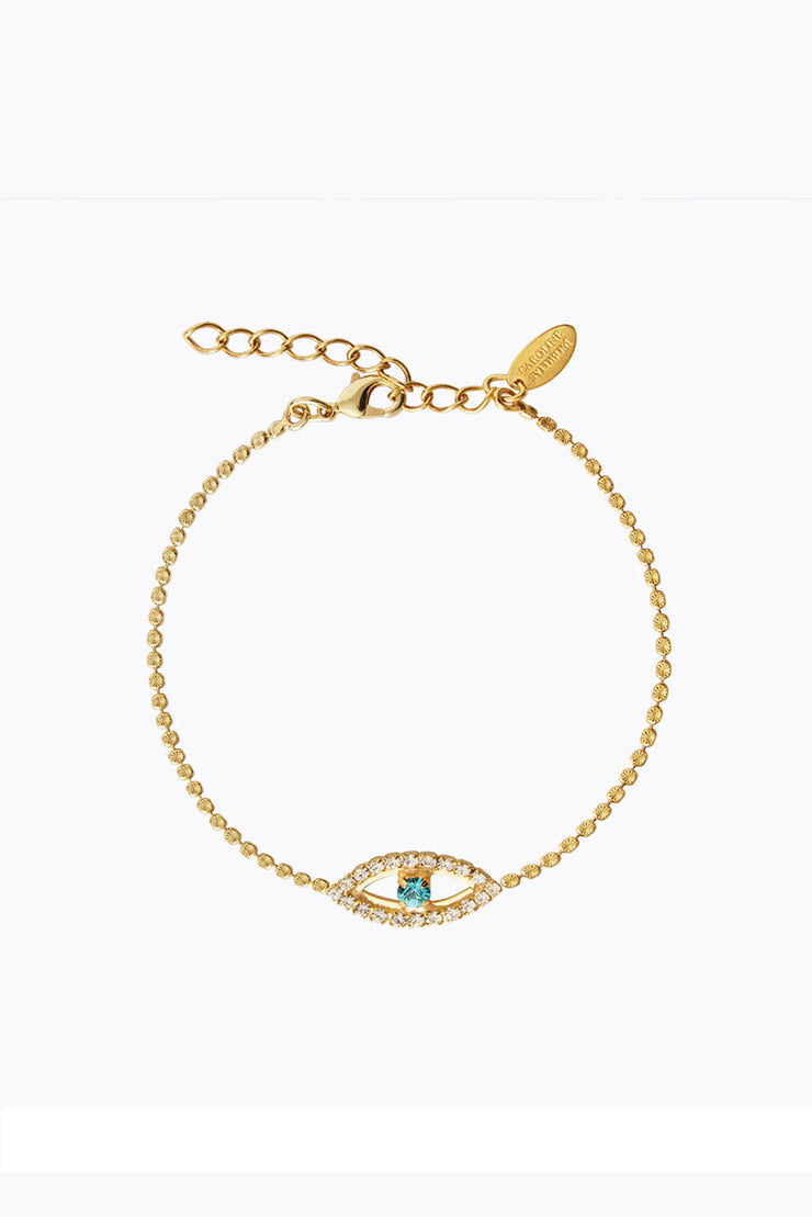 Greek Eye Ankle Chain - Crystal/Aquamarine