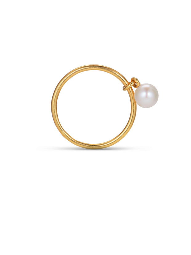 Row Pearl Ring - Gold