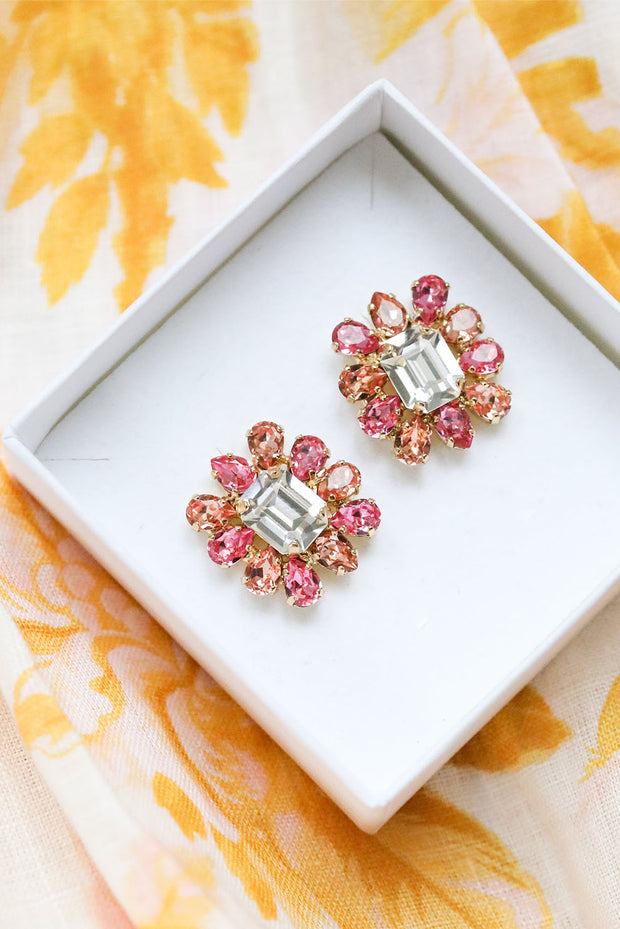 Peony Earrings - Coral Combo