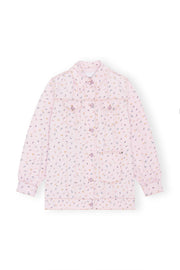 Print Denim Oversized Jacket - Pink Tulle