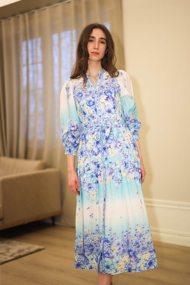 Valerie Linen Dress - Blue