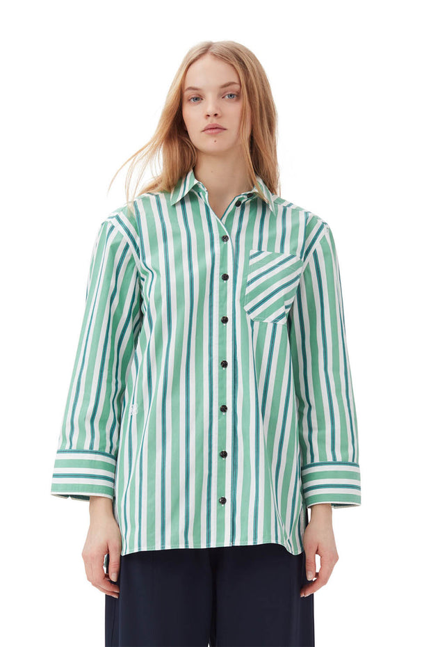 Stripe Cotton Shirt - Creme De Menthe