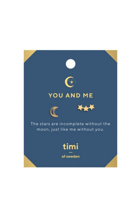 You and Me Moon and 3 Star Earrings