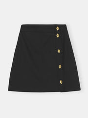 Summer Suiting Button Closure Mini Skirt