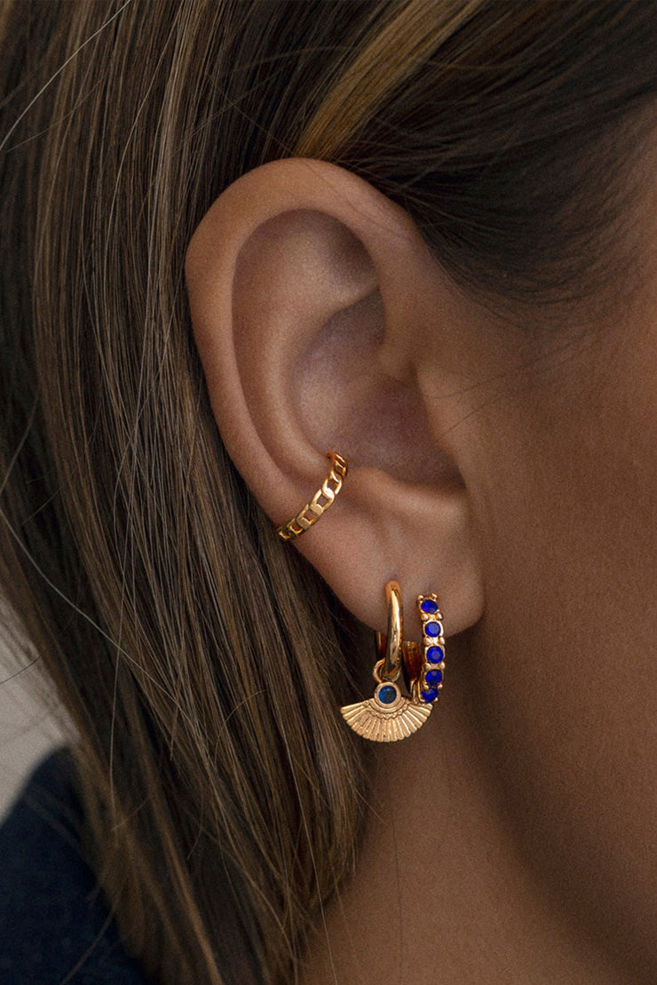 Fan With Crystal Hoop Earring